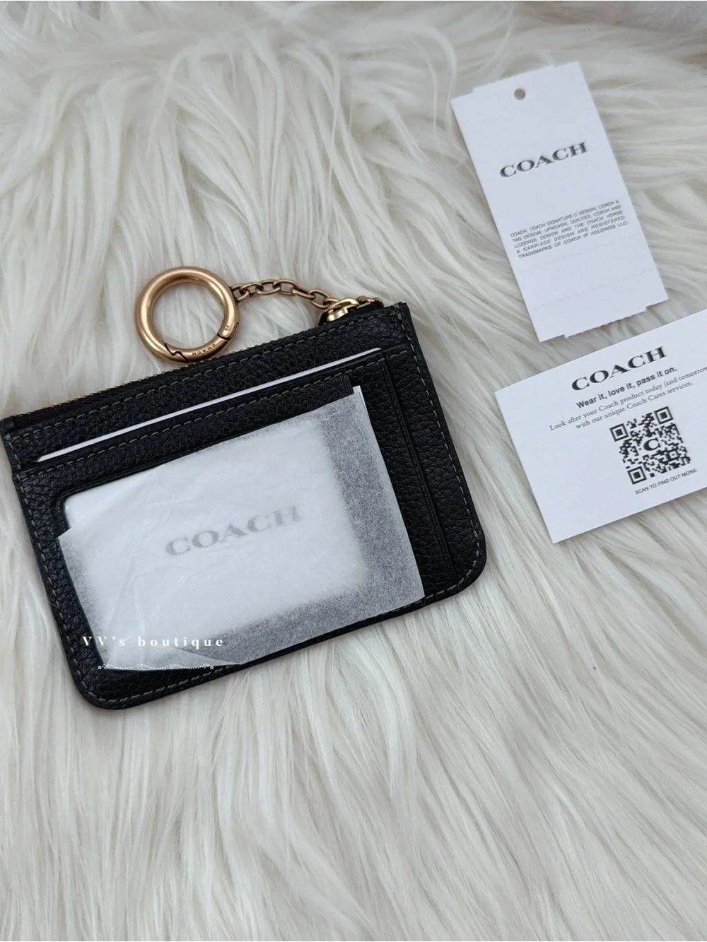NWT Coach Essential Mini Id Card Case Card Holder Pebble Leather Black CR550